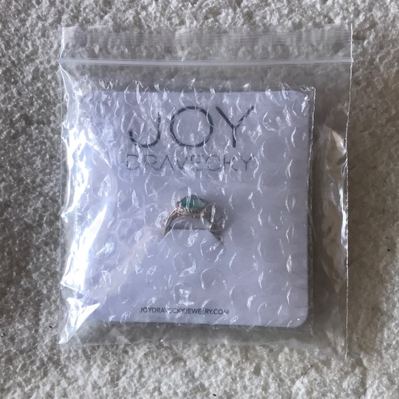 Joy Dravecky | Chloe Ombré Green Glass Stone In Cubic Zirconia Pave Ring - Picture 9 of 10